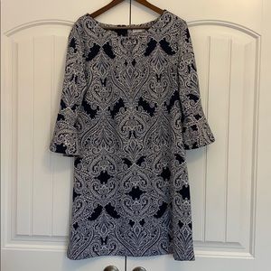 Navy and White Printed Dress